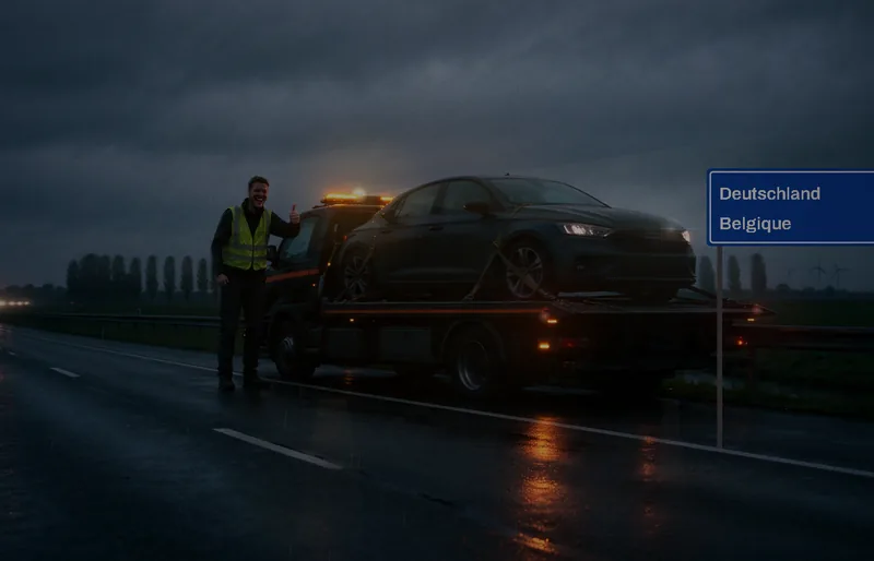 Auto met schade op de oprijwagen van Spoed Sleepdienst
